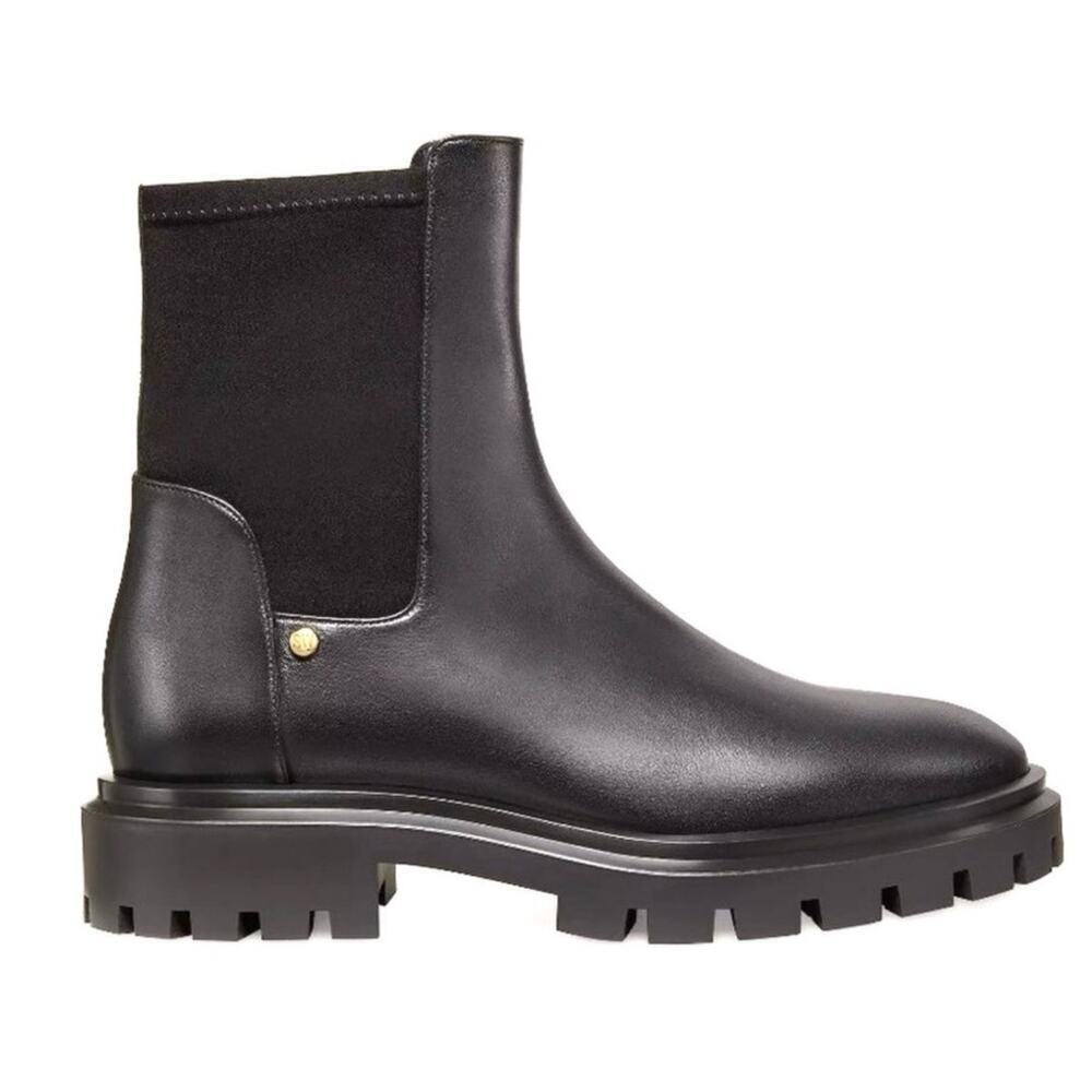 Stuart Weitzman Ultra Lug City Leather‎ Bootie Black Size 8 Excellent Condition